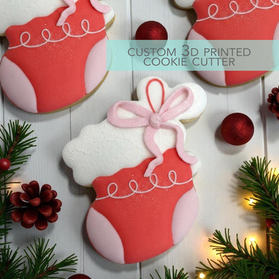 Christmas Stocking with Bow Cookie Cutter - Winter Christmas Cookie Cutter - 3D Printed Cookie Cutter - TCK84228