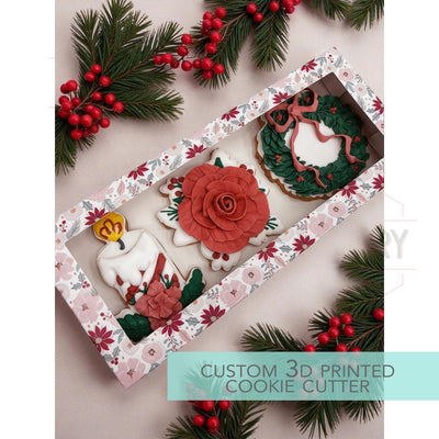 Floral Christmas Set - 3 PC Set - Christmas Cookie Cutters - 3D Printed Cookie Cutter - TCK84235