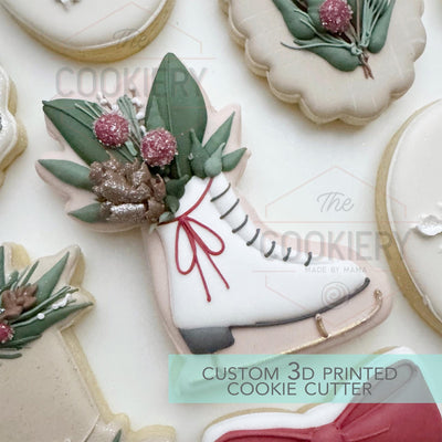 Floral Ice Skate Cookie Cutter - Winter Christmas Cookie Cutter - 3D Printed Cookie Cutter - TCK87299