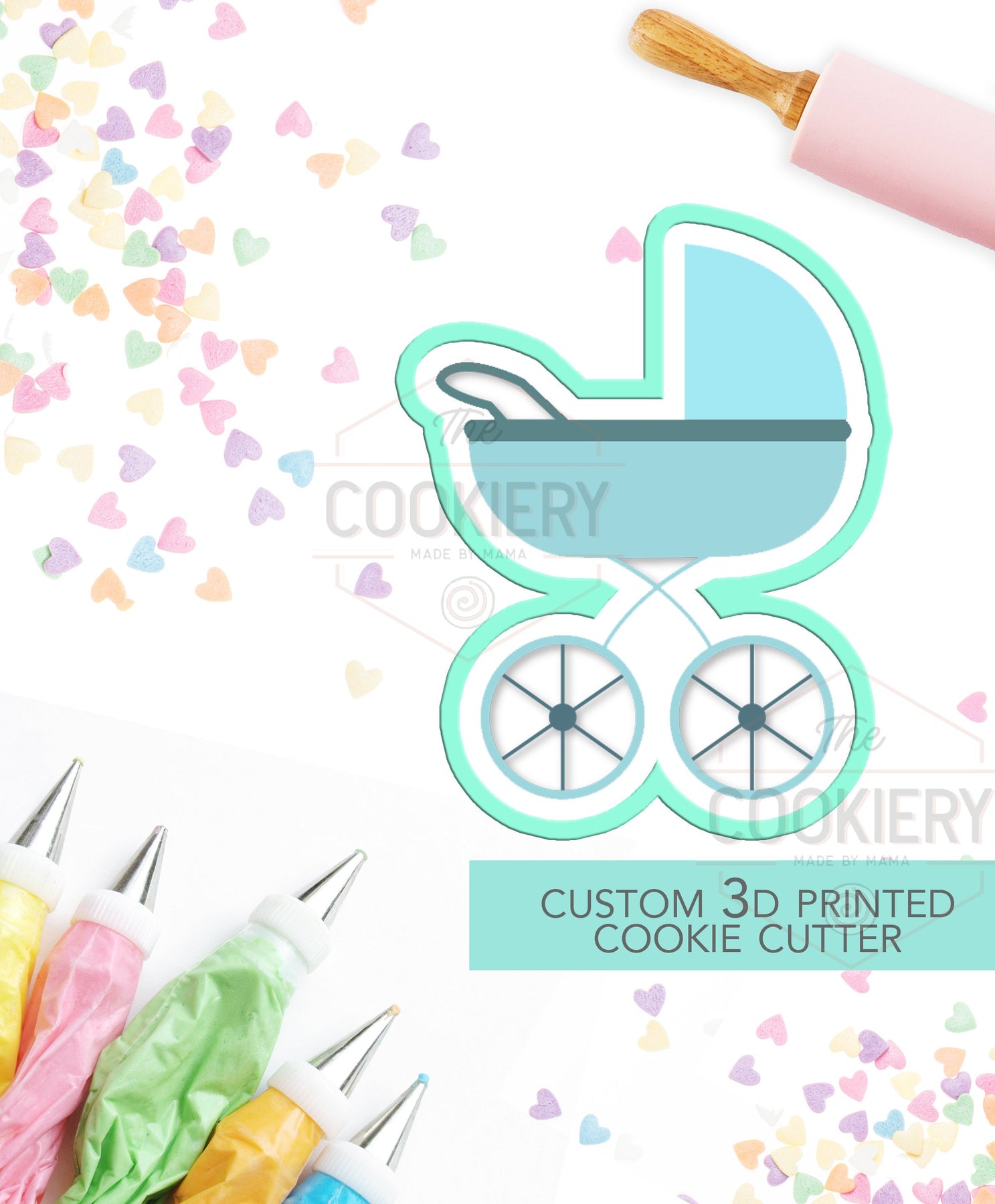 baby carriage cookie cutter Baby Pram Cookie Cutter - Baby Stroller - Baby Shower Cookie