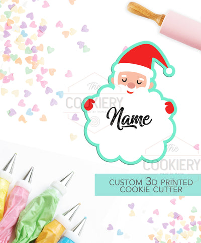 Santa Claus Name Plaque Cutter - Cute Santa Claus Cookie Cutter - Winter Christmas Cutter -   3D Printed Cookie Cutter - TCK84164