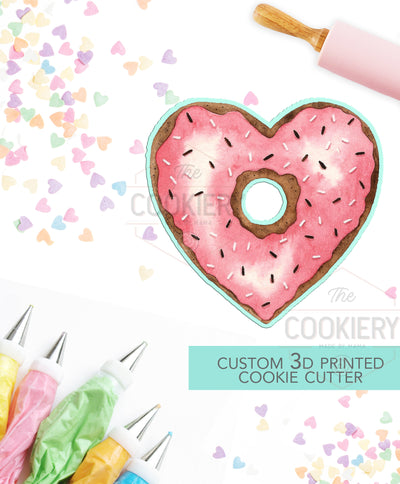 Heart Donut Cookie Cutter - Valentine&#39;s Day Cookie Cutter -  3D Printed Cookie Cutter - TCK44151