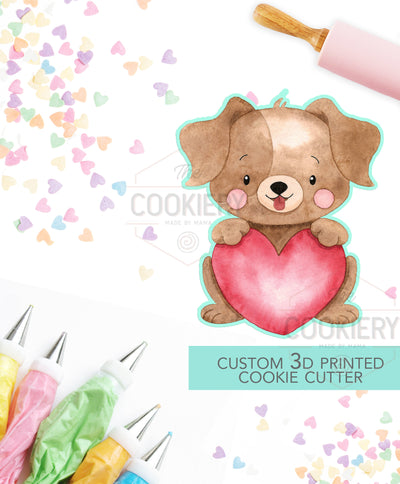 Dog Heart Cookie Cutter - Valentine&#39;s Day Cookie Cutter -  3D Printed Cookie Cutter - TCK47100