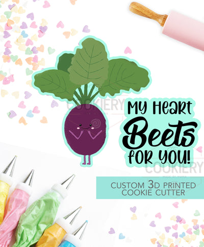 My Heart Beets For You - 2 PC Set  - Valentine&#39;s Day puns Cookie Cutters - Platter Cookie cutters - 3D Printed Cookie Cutter - TCK47108