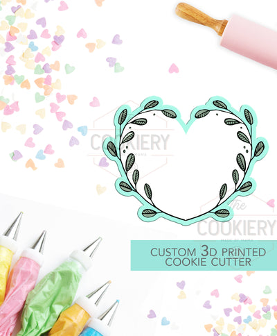 Leaf Heart Plaque Cookie Cutter - Valentine&#39;s Day Cookie Cutter -  3D Printed Cookie Cutter - TCK47101