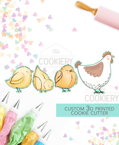 Hen and Chicks Cookie Cutter Set - Cute Animals Cookie Cutter - Easter Cutter Set -  3D Printed Cookie Cutter - TCK13142