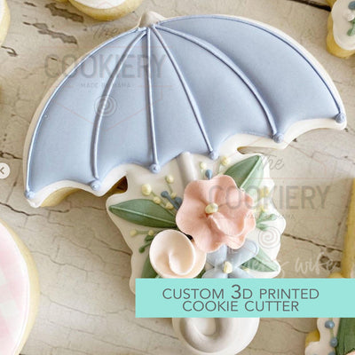 Floral Umbrella Cookie Cutter - Spring Cookie Cutter  - 3D Printed Cookie Cutter - TCK88100