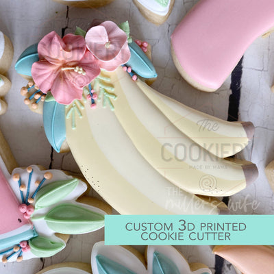 Floral Banana Cookie Cutter - Summer Fruits Cookie Cutter  - 3D Printed Cookie Cutter - TCK88124