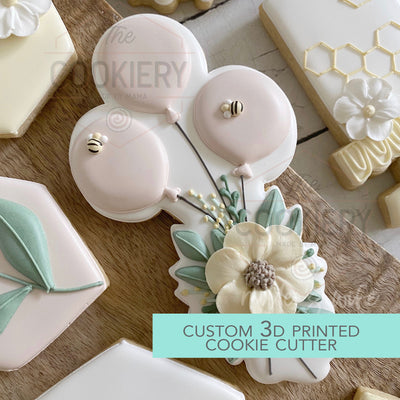 Floral Balloon Bouquet Cookie Cutter - Birthday Cookie Cutter  - 3D Printed Cookie Cutter - TCK88168