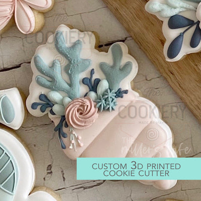 Floral Seashell Cluster Cookie Cutter -  Under the Sea Cookie Cutter -   3D Printed Cookie Cutter - TCK88159
