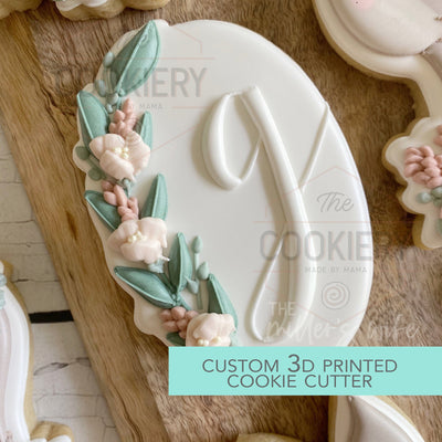 Oval Floral Plaque Cookie Cutter -  Plaque Cookie Cutter -   3D Printed Cookie Cutter - TCK88210