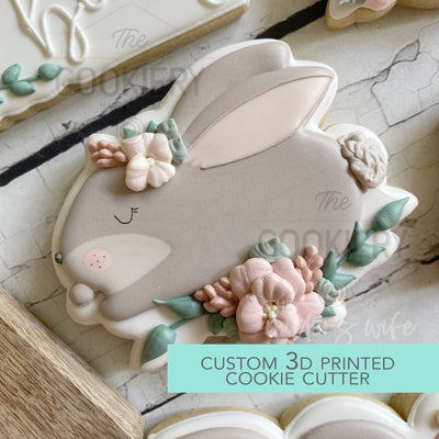 Bunny Floral Cookie Cutter -  Cute Bunny Cookie Cutter -   3D Printed Cookie Cutter - TCK88211