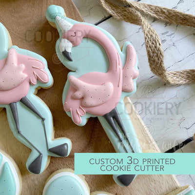 Tall Skinny Party Flamingo Cookie Cutter -  Birthday Cookie Cutter -   3D Printed Cookie Cutter - TCK88260