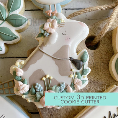 Floral Girly Cow Cookie Cutter -  Farm Animals Cookie Cutter -   3D Printed Cookie Cutter - TCK88222