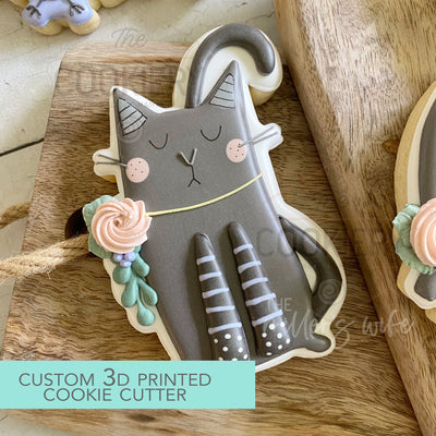 Floral Black Cat Cookie Cutter - Halloween - Cookie Cutter -  3D Printed Cookie Cutter - TCK88240