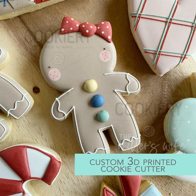 Gingerbread Girl Cutter - Christmas Holiday Cutter -   3D Printed Cookie Cutter - TCK84191