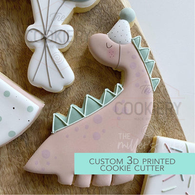 Party Dinosaur Cookie Cutter - Cute Dino Cookie Cutter -  3D Printed Cookie Cutter - TCK88304