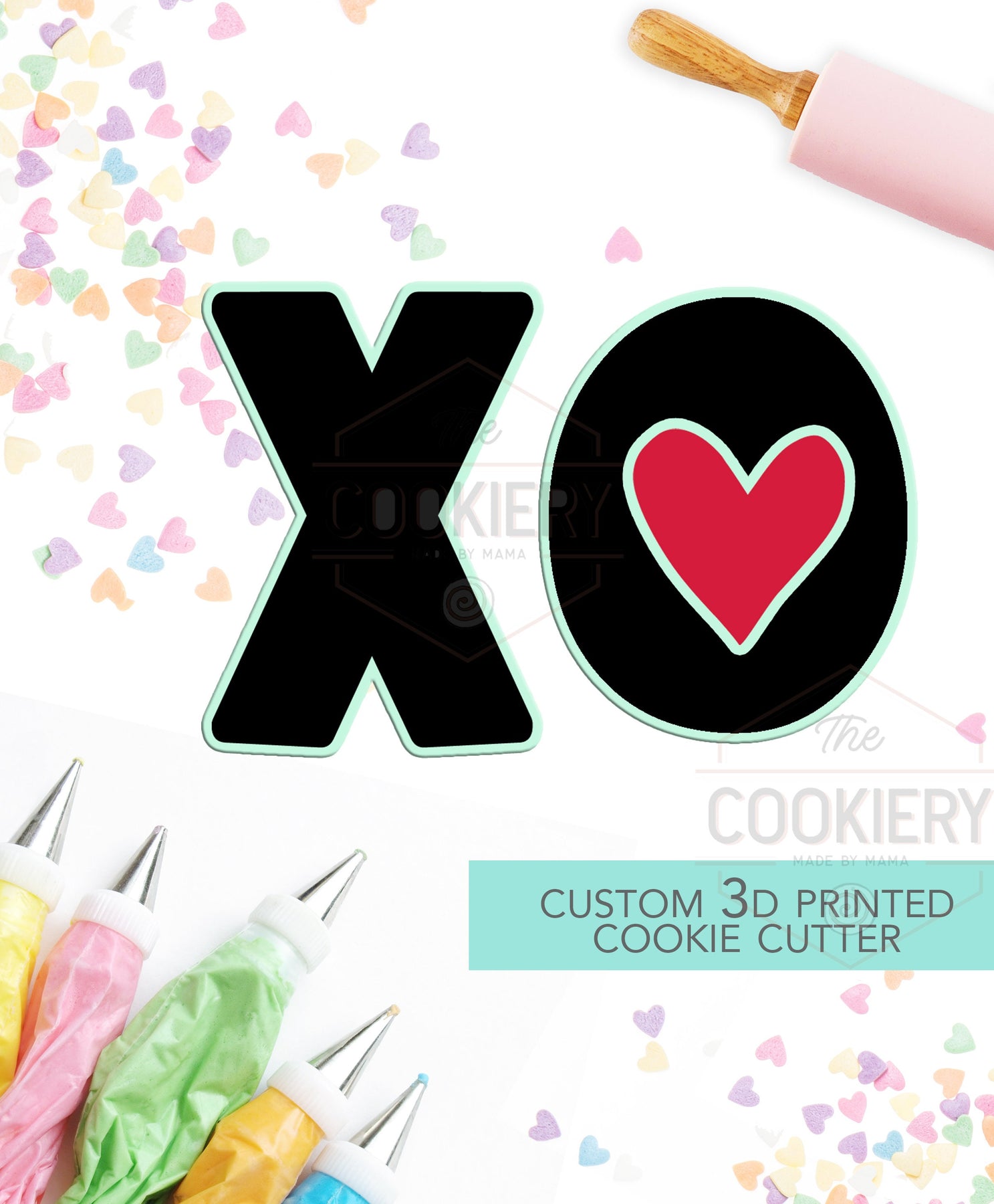 Valentine's Day Cookie Cutter & Stamp - Heart I Love You Letter XOXO L –  Sillyko