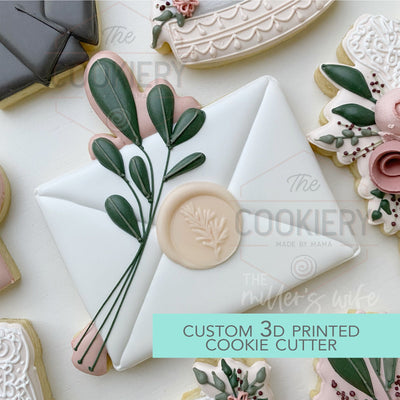 Leafy Envelope Cookie Cutter- Wedding Plaque Cookie Cutter - 3D Printed Cookie Cutter - TCK89102