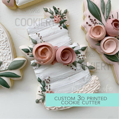 Floral Tiered Cake Cookie Cutter- Wedding Plaque Cookie Cutter - 3D Printed Cookie Cutter - TCK89103