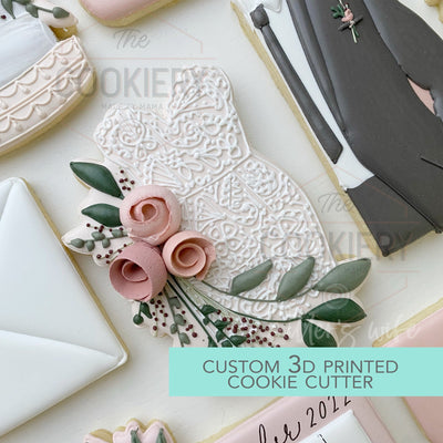 Floral Wedding Gown Cookie Cutter- Wedding Cookie Cutter - 3D Printed Cookie Cutter - TCK89105