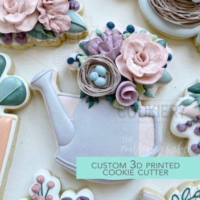 Floral Watering Can Cutter - Easter Cookie Cutter -  3D Printed Cookie Cutter - TCK13162