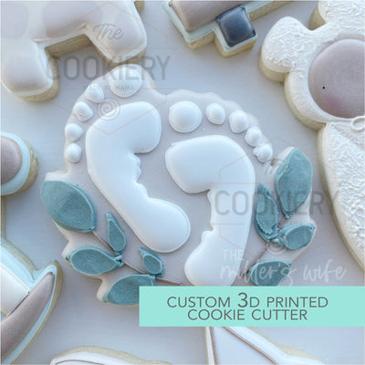 Baby feet with Greenery Cookie Cutter, Baby Shower Cookie - 3D Printed Cookie Cutter - TCK89115