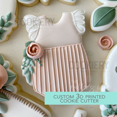 Floral Romper Cookie Cutter -  Baby Shower Cookie Cutter -   3D Printed Cookie Cutter - TCK32144