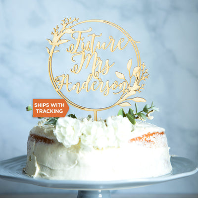 Custom Future Mrs Wedding Cake Topper | Personalized Cake Topper, Engagement Wood Acrylic Cake Topper, Bridal Shower Topper,Wedding Decor