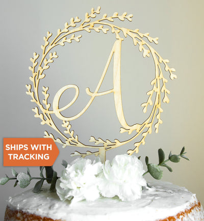 Custom Initial Wedding Cake Topper | Personalized Letter Topper, Mr and Mrs Wood Topper, Bachelorette Topper, Wedding Decor, Bridal Shower