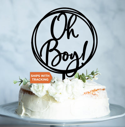 Oh Boy Baby Shower Cake Topper | Oh Baby Cake Topper, Rustic Wood Acrylic Cake Topper, Baby Shower Decoration, Gender Reveal Topper,New Baby
