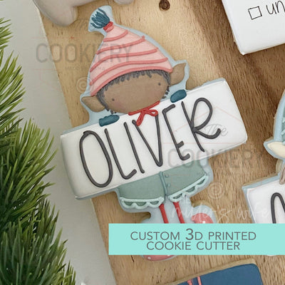 Christmas Boy Elf Name Plaque Cookie Cutter  - Christmas Cookie Cutter   - 3D Printed Cookie Cutter - TCK87163