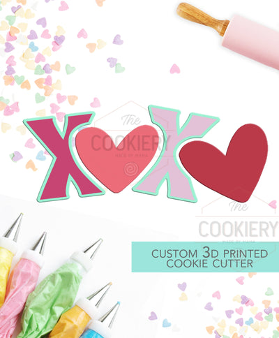 XOXO Puzzle Lettering Set - 4 PC Set  - Valentine's Cookie Cutters - 3D Printed Cookie Cutter - TCK47150 - Set of 4