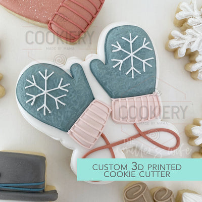 Winter Mittens Cookie Cutter - Christmas Cookie Cutter   - 3D Printed Cookie Cutter - TCK87189
