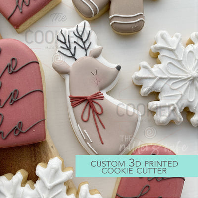 Skinny Reindeer Head  Cookie Cutter - Christmas Cookie Cutter   - 3D Printed Cookie Cutter - TCK87198