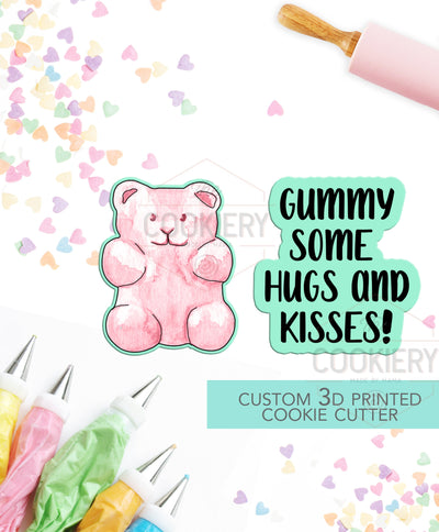 Gummy Bear Gummy Some Hugs and Kisses - 2 PC Set  - Valentine's Day puns Cookie Cutters  - 3D Printed Cookie Cutter - TCK89136