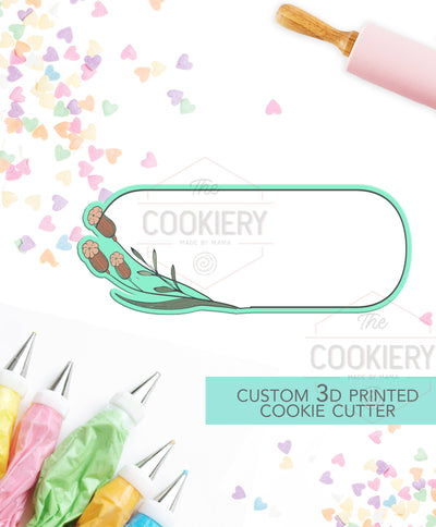 Skinny Leafy Oval Plaque Cookie Cutter -  Cookie Cutter Plaque - 3D Printed Cookie Cutter - TCK36186