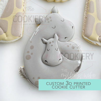 Hippo and Baby Cookie Cutter - Mother's Day Cookie Cutter - 3D Printed Cookie Cutter - TCK19125