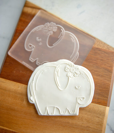 Elephant - Acrylic Fondant Embosser With Optional Cutter | Elephant Cookie Stamp,Safari Baby Shower Fondant Embosser, Shower Cookie Cutter