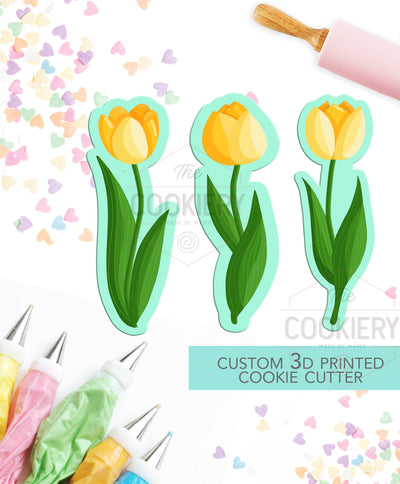 Long Stemmed Tulip Bouquet Set - 3 PC Set  - Mother's Day Cookie Cutters -  3D Printed Cookie Cutter - TCK19129- Set of 3