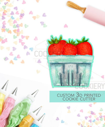 Strawberry Basket Cookie Cutter - Summer Fruits -  3D Printed Cookie Cutter - TCK25120