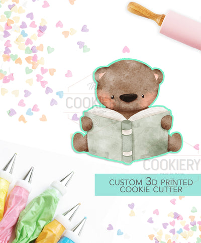 Bear with Book - Graduation Cap Cutter  - Back to School -  3D Printed Cookie Cutter - TCK52130