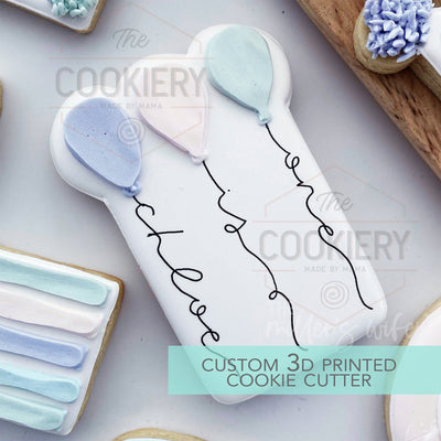 Ballon Plaque Cookie Cutter -  Birthday Party Cookie Cutter -   3D Printed Cookie Cutter - TCK89154