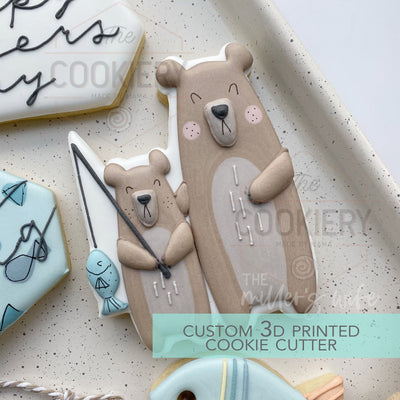Bear and Son Fishing Cookie Cutter -  Father's Day Cookie Cutter - 3D Printed Cookie Cutter - TCK19147
