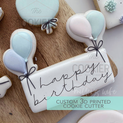 Birthday Balloon Plaque Cookie Cutter -  Birthday Party Cookie Cutter -   3D Printed Cookie Cutter - TCK89151