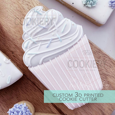 Tall Cupcake Cookie Cutter -  Birthday Party Cookie Cutter -   3D Printed Cookie Cutter - TCK89155