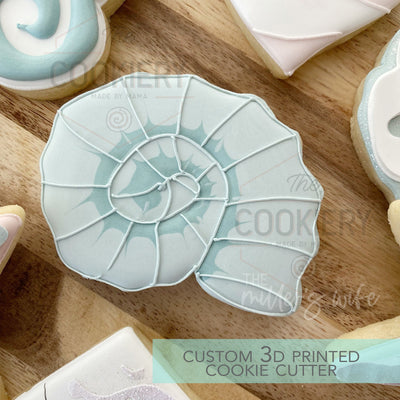 Spiral Seashell Plaque Cookie Cutter -  Under the Sea Cookie Cutter -   3D Printed Cookie Cutter - TCK72143