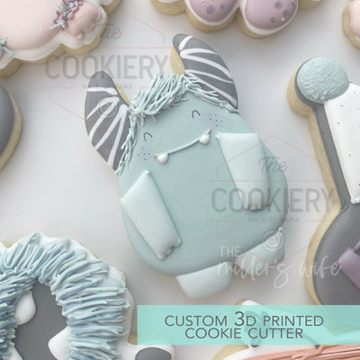 Horned Monster Cookie cutter - Halloween Monster Birthday Cookie Cutter - 3D Printed Cookie Cutter - TCK62214