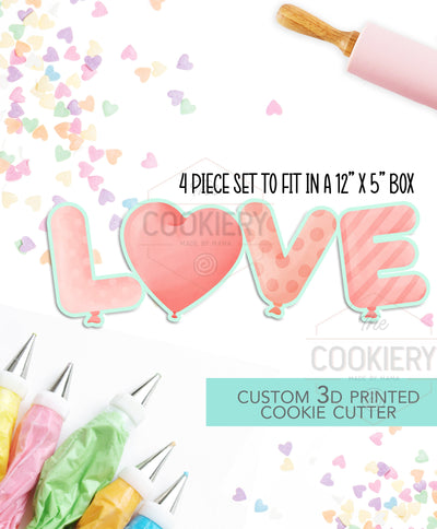 Love Balloons Cookie Cutter - Valentine's Day Cookie Cutter - 3D Printed Cookie Cutter - TCK47170 - 4pc set