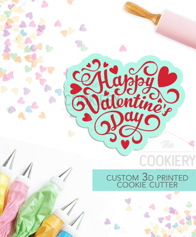 Happy Valentine's Day Cookie Cutter - Valentine's calligraphy cutter - Stencil and Cutter - 3D Printed Cookie Cutter - TCK47163